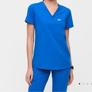 Figs Women's V-Neck Scrub Top in Royal Blue